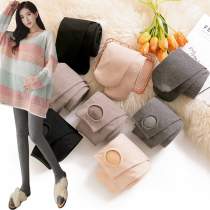 Pregnant women bottoming stockings stockings spring and autumn leggings vertical strips foot pantyhose socks autumn and winter plus thin velvet outerwear winter