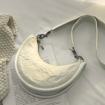 C Mirrles original design wrinkled Crescent bag 2021 New Head layer cowhide running bag female crossbody dumpling bag