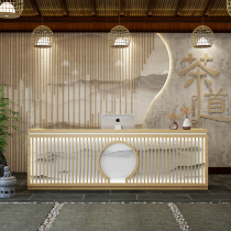 Custom front desk bar New Chinese style cashier Reception desk Cashier table counter Beauty salon retro cashier