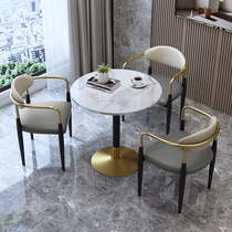 Light luxury style negotiation table and chair combination modern simple Net Red Cafe milk tea shop reception leisure balcony small round table
