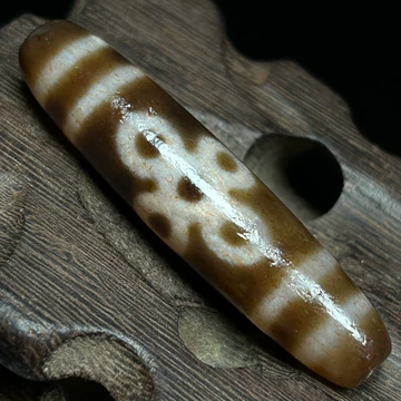 御幸天珠 S05409 閃電五眼天珠 34x12mm 馬蹄痕 五眼天珠 5眼天珠