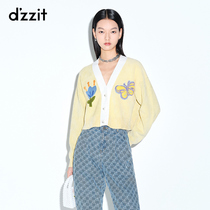 dzzit ground vegan 2022 spring special cabinet new casual embroidered long sleeves knit cardigan 3E1E5181U