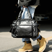 Hong Kong Street Mens Bag Hand bag Leather Large Capacity Business shoulder bag Leisure Korean Tide