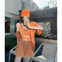 Casual Running Sports Suit Women Summer Design Sensation Small Crowdsourced Lively Salt Ensemble Fried Street Wide Leg Shorts Two Sets