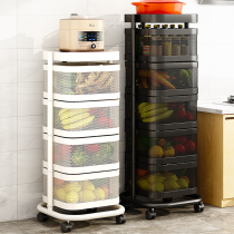 Rotating kitchen vegetable storage rack household floor-to-floor multi-layer fruit and vegetable storage rack free of installation multifunctional vegetable basket