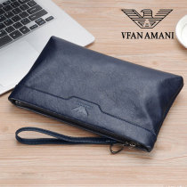 VFYWMANI mens hand held bag genuine leather fashion clip letter enveloping hand grab bag business casual handbag male wave
