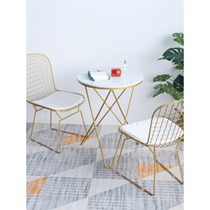 Nordic loft industrial style chair Wrought iron gold dining chair Modern simple net red coffee milk tea shop table and chair combination