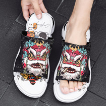 Summer Beach Country Tide Slippers Mens Outdoor Lined for Mens Deodorant Men Sandals Outside Wearing Personality and Damp Drag