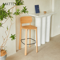 Matt life solid wood bar chair home simple backrest bar chair high stool chair milk tea shop bar chair