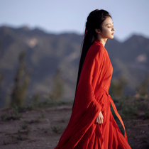 Red Handmaids female Chinese Wind Wei Jin Guan Mens Wind Shuai Qi waist Skirt Classical Dance Play Out of Summer
