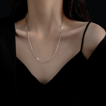 999 sterling silver necklace female men sweater chain 18k platinum Chopin chain chain no pendant long plain silver naked choker