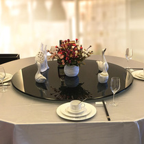 MA99 natural black tempered glass solid color hotel restaurant black table turntable home base conjoined dining table