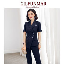  High-end short-sleeved suit suit womens Korean version of the suit business formal wear Real estate professional wear work clothes womens summer suit