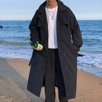 Coat long knee trench coat coat mens winter Korean trend spring and autumn 2021 New handsome British style