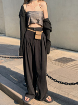 pursuit high-waisted straight suit pants womens 2021 new autumn Korean edition loose thin hanging wide-leg pants