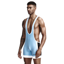 Mens large cuff one-piece vest Stretch tight wrestling one-piece weightlifting suspender shorts Multi-purpose fitness clothing