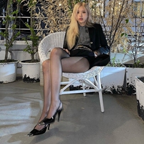 rose Park Choi In the same style Black High heel Shoe woman Spring Summer 2021 Little crowdmetal square head fine and sexy single shoes