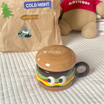 (And sea) homemade cute big-eyed hamburger mug couple breakfast cup coffee cup birthday gift