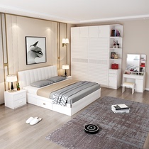 Bed wardrobe combination set bedroom furniture simple modern set master bedroom wedding room dressing table full