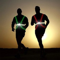 LED luminous fiber vest outdoor riding running backpack light USB charging strap safety warning luminous vest