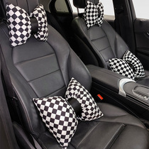 Car waist headrest neck pillow checkerboard high-end car seat back cushion car pillow supplies