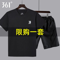 361 Sports Suit Mens Summer New Speed Dry Running T-shirt Fitness Short Sleeve Shorts Two Sets Men Sportswear