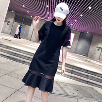French dress 2021 new summer student Korean version thin summer design sense niche black ruffle skirt