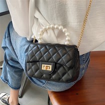 (Pearl Hand bag) small bag fashion shoulder bag versatile shoulder bag small square bag chain bag diamond bag