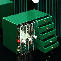 Nap earring necklace dust storage box earrings ring bracelet display box dark green retro jewelry box