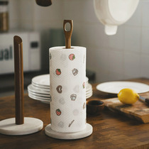 Nordic kitchen napkin roll paper towel rack Household solid wood marble dining table desktop vertical roll paper storage seat