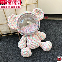 Bear violent bear handmade woven wool diy material bag homemade shoulder transparent space cover backpack finished