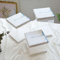 Transparent cake box box birthday double-layer raised portable 4 6 8 10 12 inches four or six 80 inches