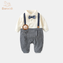 Baby Clothes Spring Dress Newborn Male Baby Boy Conjoined Clothes Handsome Air Full Moon 100 Days Ha Clothes One Year Gentleman Dress