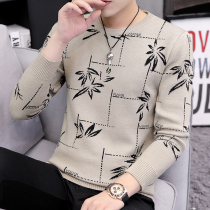 Autumn and winter round neck sweater mens long sleeve thread clothes handsome Joker Korean trend small shirt with knitted base shirt