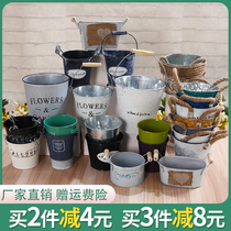 European Style Iron Sheet Flower flower Shop Dry flowers Flowers Decoration Flower flower Flower Barrel Vase Iron Art Flower Barrel Small Iron Barrel