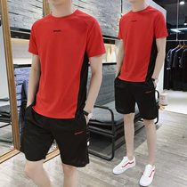 Casual Sports Suit Mens Summer Men Speed Dry Short Sleeves T-shirt Shorts Running Sportswear Fitness Dresses Summer Clothes