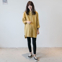  Late pregnancy maternity clothes hot mom spring coat spring and summer belly cover loose casual Korean shirt age-reducing long-sleeved