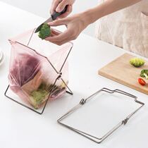 Household stainless steel garbage bag shelf storage rag rack foldable kitchen classification trash can plastic bag shelf
