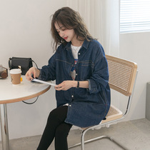 Spring new maternity dress fashion net red foreign style denim long-sleeved shirt early spring trendy mother going out long-sleeved jacket