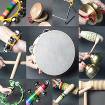  Orff childrens musical instruments Early education Percussion instruments Tambourine bell rhythm music toy rattles castanets Wooden fish