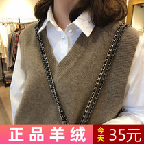 (Anti-seasonal treatment) Korean cashmere vest loose V-neck pullover sleeveless sweater vest womens waistcoat wool tide