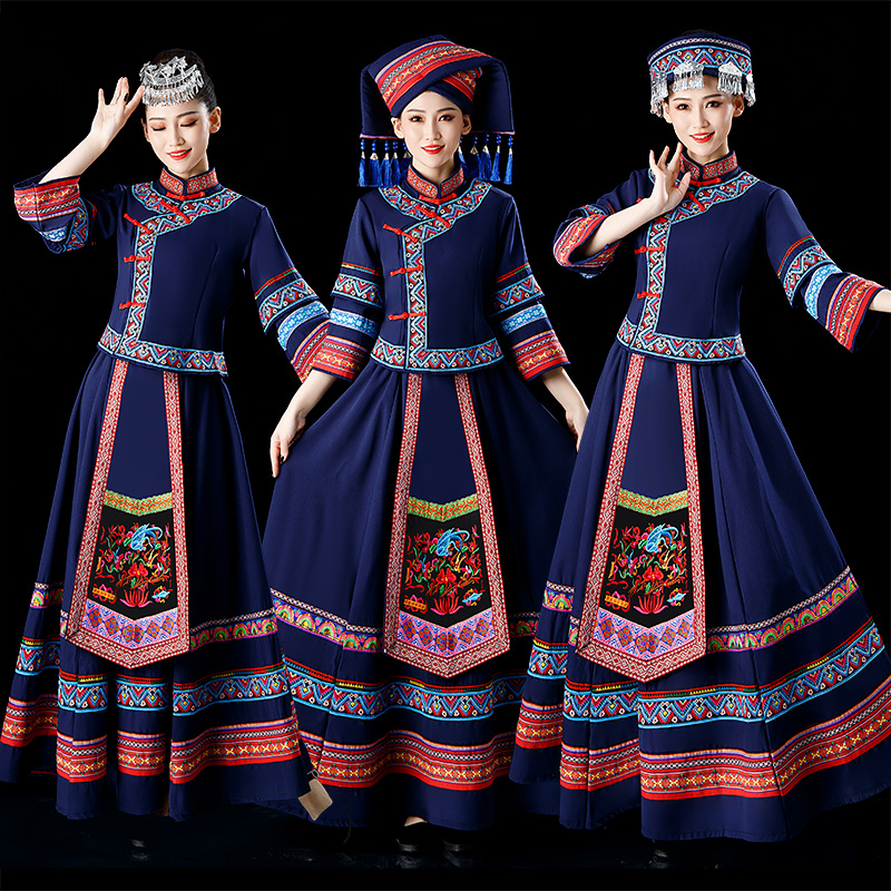 広西チワン族の伝統衣装女性少数民族衣装雲南ミャオ族ミャオ族刺繍ダンスパフォーマンス衣装