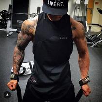 Muscle men LVFT fitness sports vest men sleeveless loose elastic sweat absorption breathable bodybuilding vest trendy