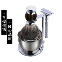 Liwuben pure badger hair brush holder Shaving soap manual razor holder Shaving cream playing foam bowl shelf set