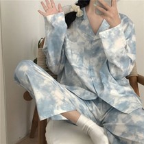 Pajamas womens summer suit Student ins sweet long-sleeved trousers casual small fragrance home service suit can be worn outside