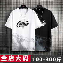 Fat Mens clothing large short sleeve t-shirt men summer loose summer ice wire fat man weight increased 280 kg