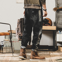 Boomer Jeans Mens Summer 2022 New Loose Big Code Bunches Foot Tooling Pants Day Ensemble Retro Casual Long Pants