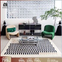 (Aoyama Meisu) Original design Roman living room imported wool mid-style checkerboard carpet bedroom