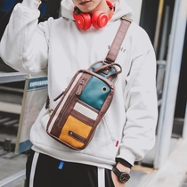 Tide brand new fashion casual retro mens chest bag Korean mens bag vertical small backpack shoulder shoulder bag tide bag