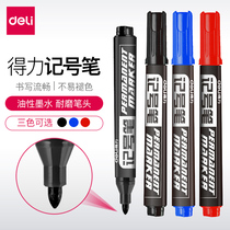 Deli big head notebook pen Black thick head material pen Hook pen Oily pen Waterproof and not easy to fade Mark sign-in pen Poster pen Large capacity logistics office marker pen Student